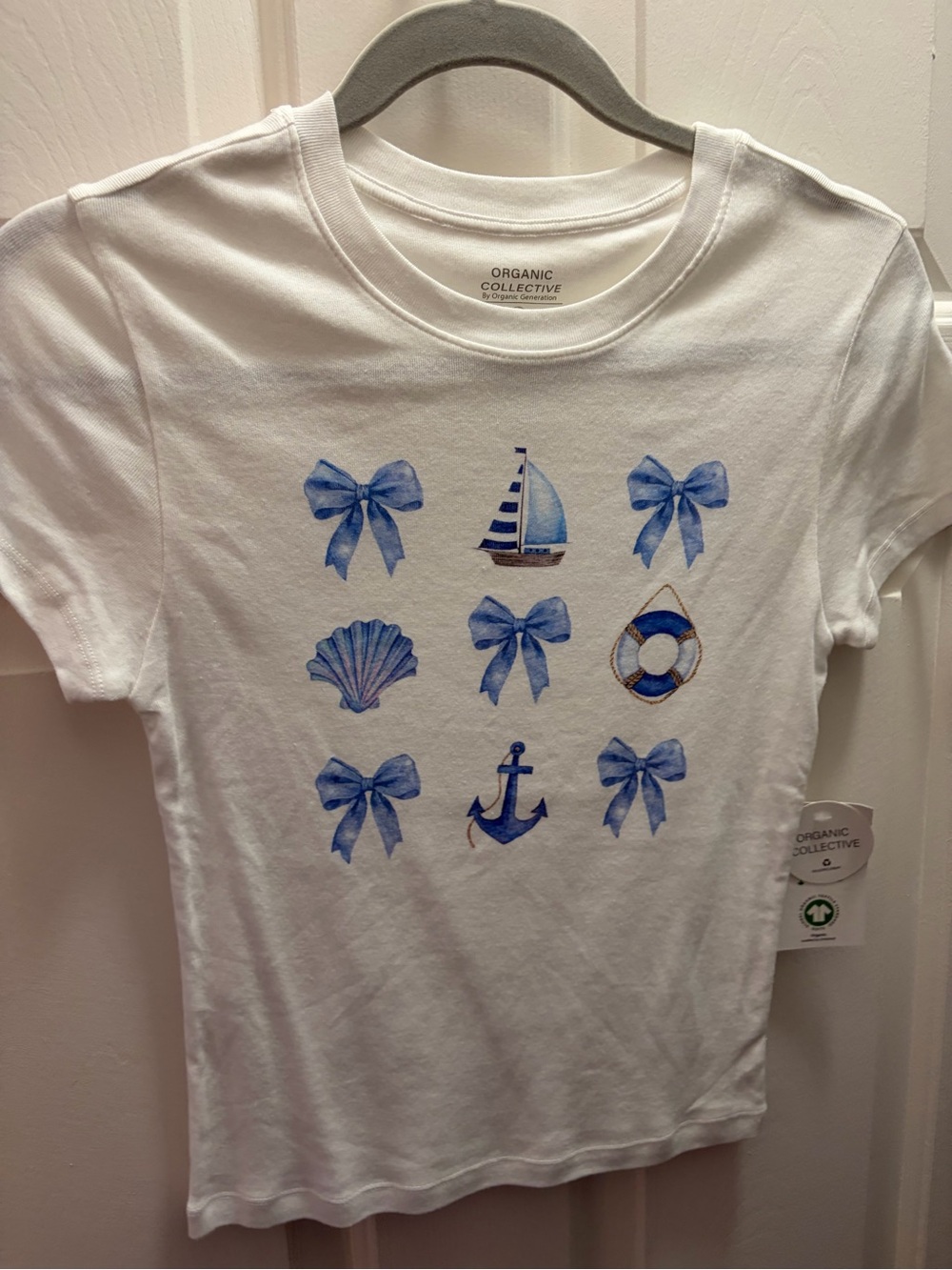 White Short-Sleeve Nautical Graphic Tee - Blue Accents